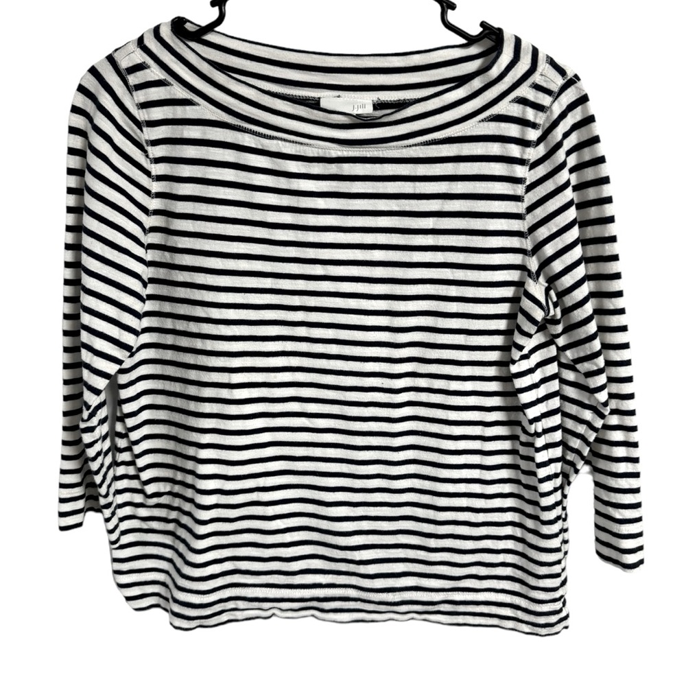 J. Jill Women’s Navy and White Blouse Size S